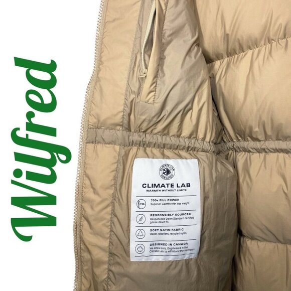 WILFRED ARITZIA LARAMIE Goose Down Long Puffer Coat Hood Beige, Size XS - Picture 10 of 16